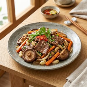 Stir Fried Beef With Onion & Mushroom