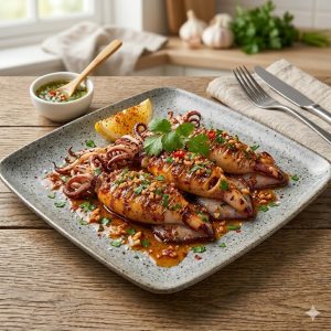 Grilled Squid with Shasha Sauce